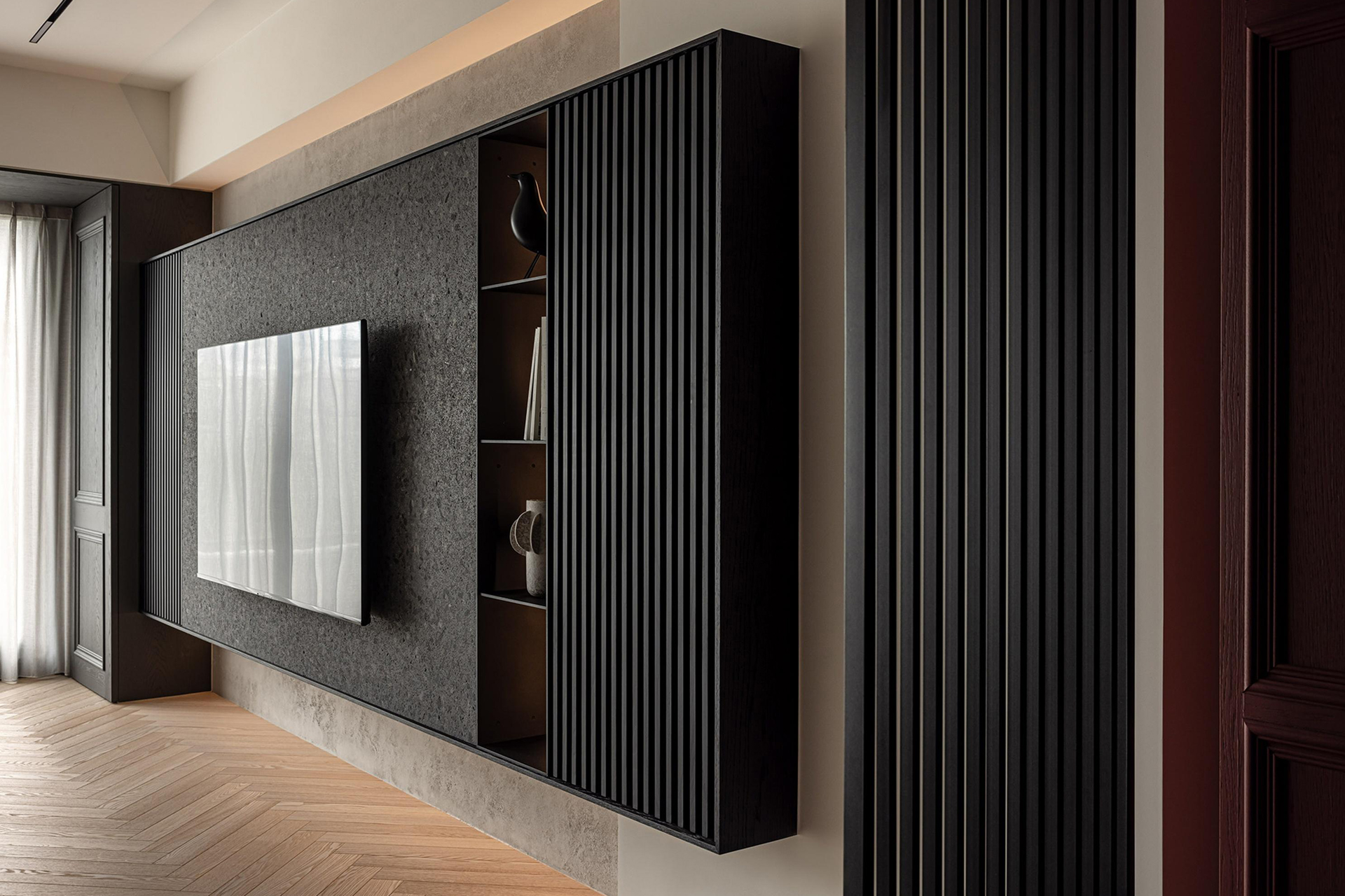 Modern Interior Design with Fluted Panels in Ahmedabad